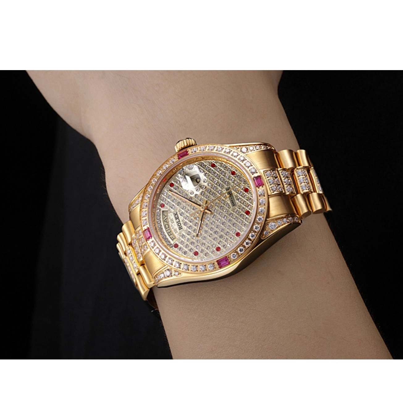 Aaa replica watch 621614 Day-Date Diamonds Yellow Swiss Gold-srl184 Rolex 0602